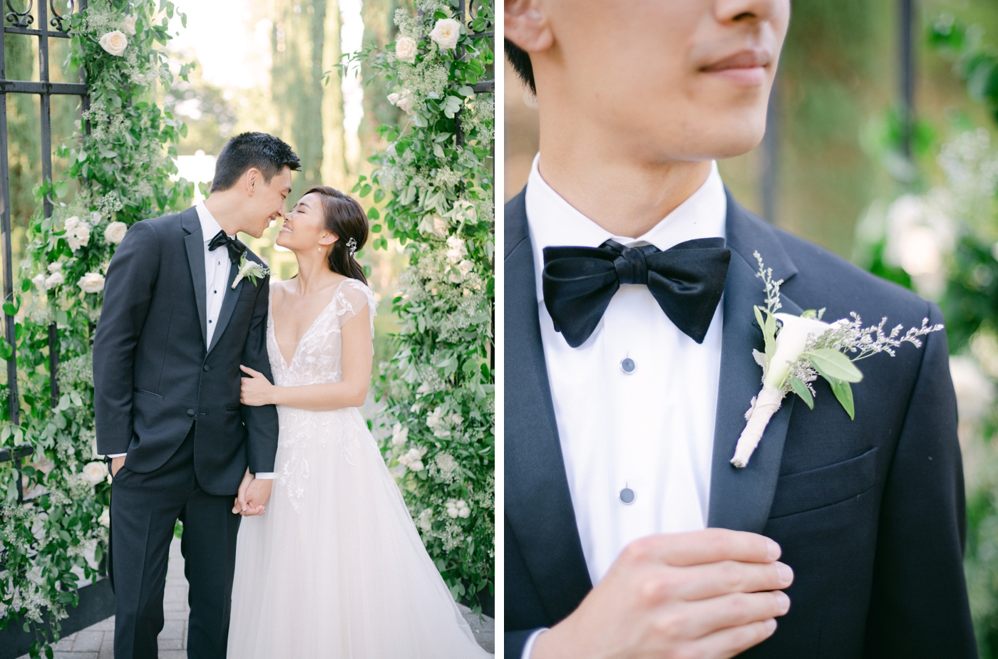 Bride and groom portraits at Villa Montalvo