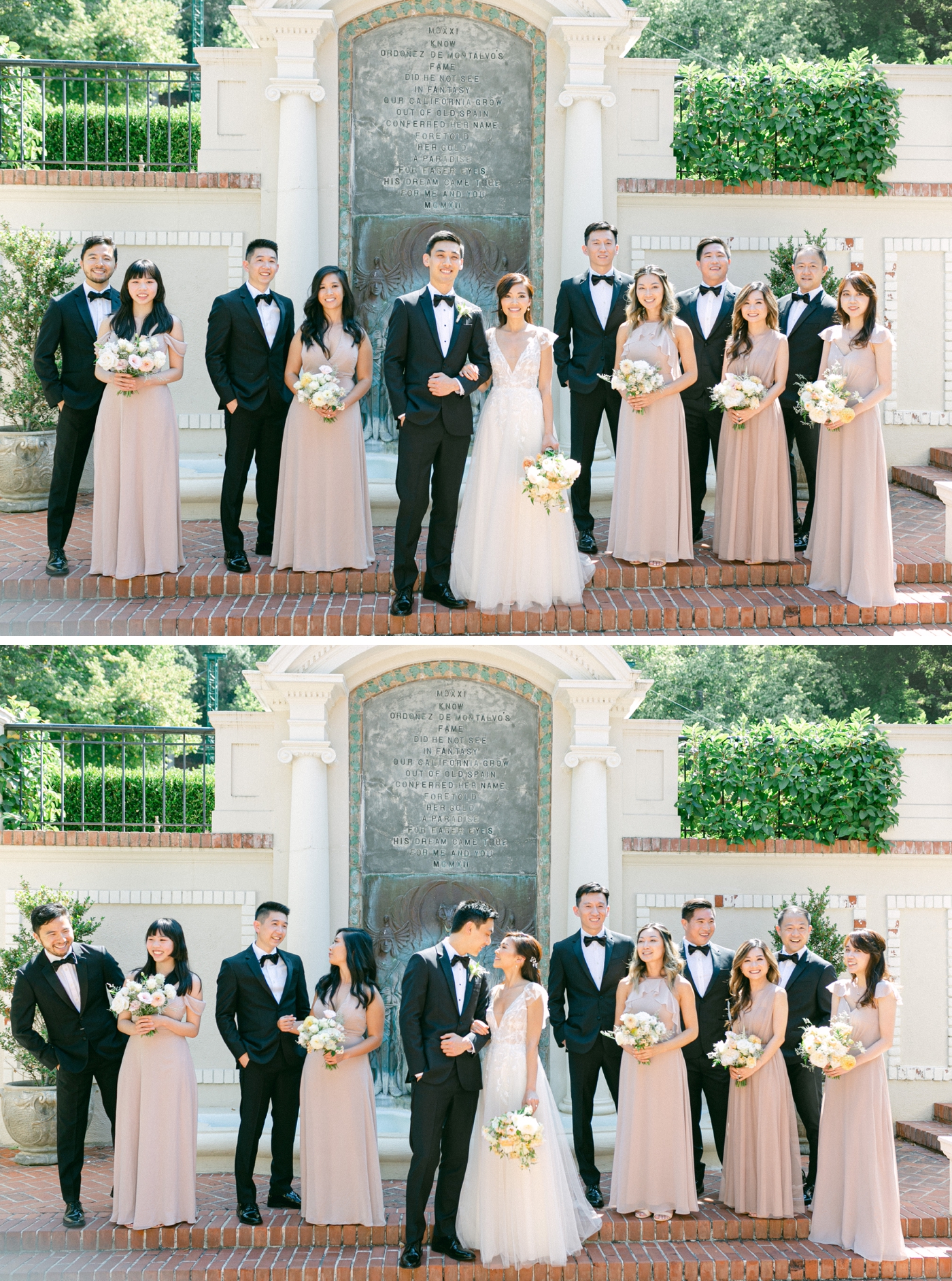 Bridesmaids in lilac chiffon gowns