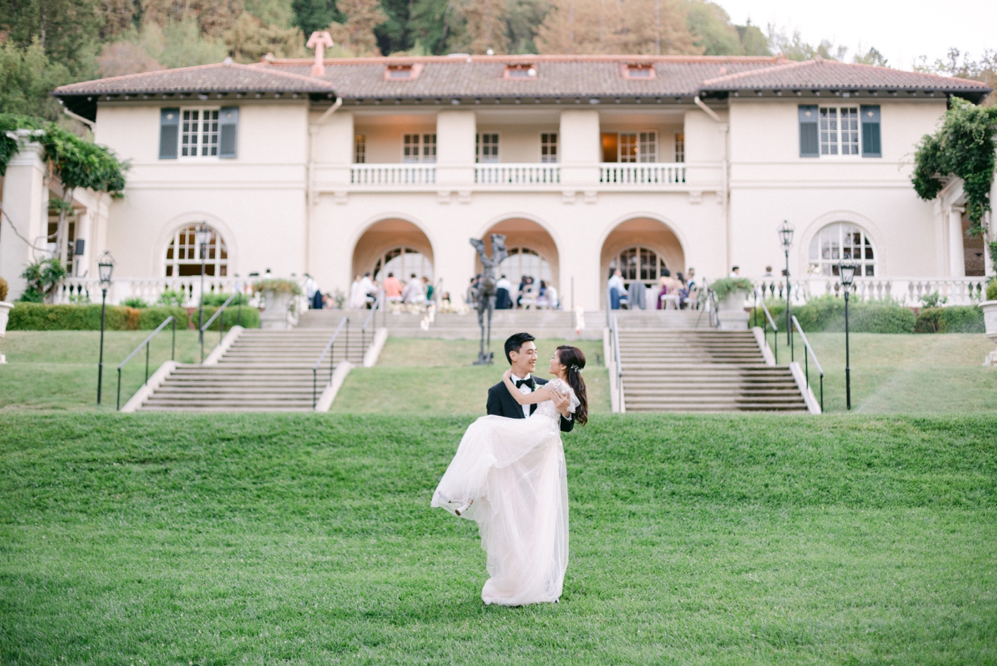 Sunset bride and groom portraits