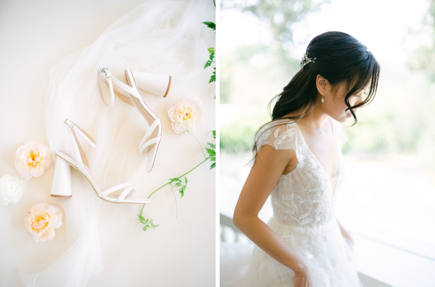 Bride and bridal party getting ready at Villa Montalvo