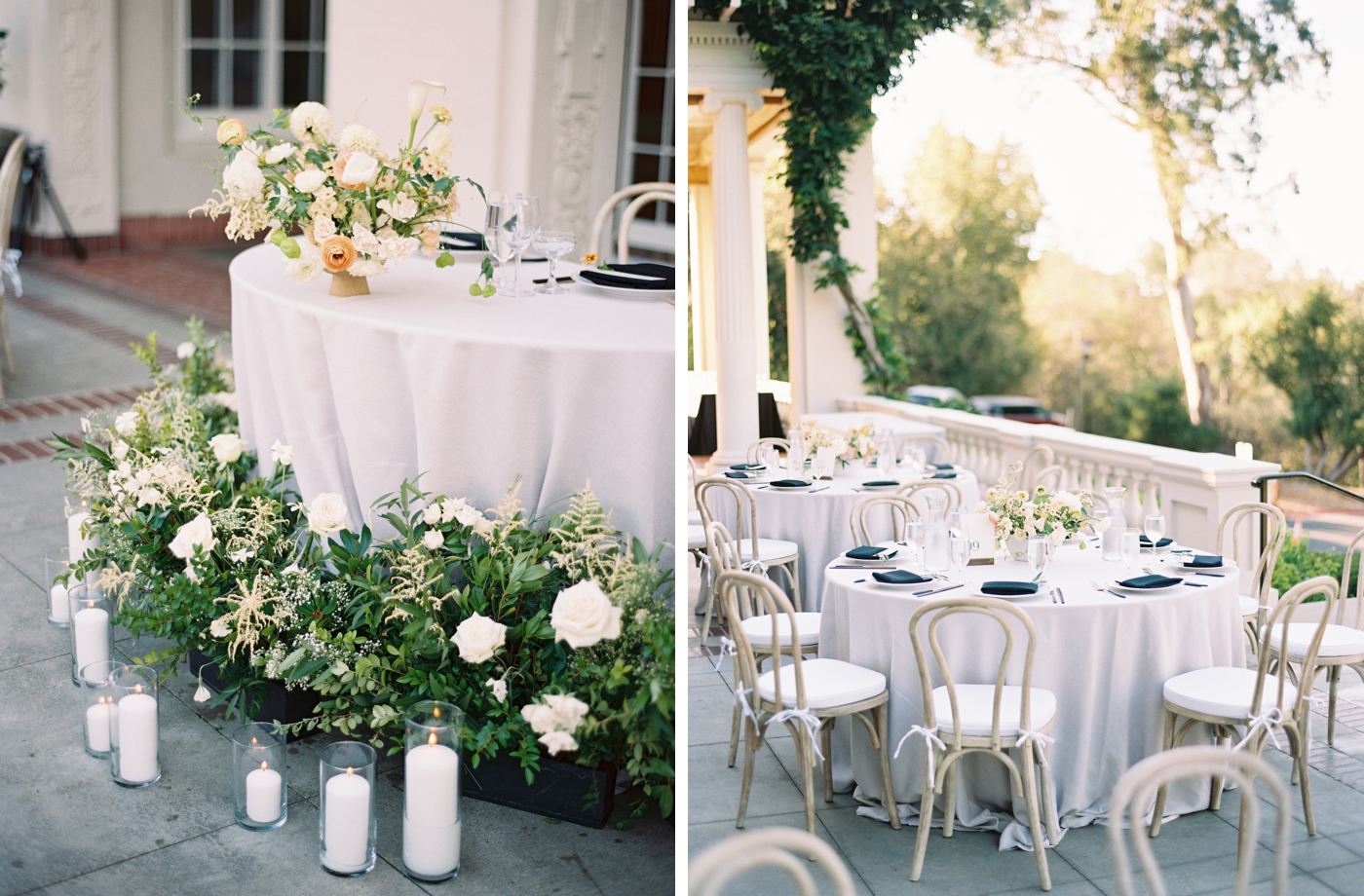 Outdoor wedding reception on the Pavillion at Villa Montalvo