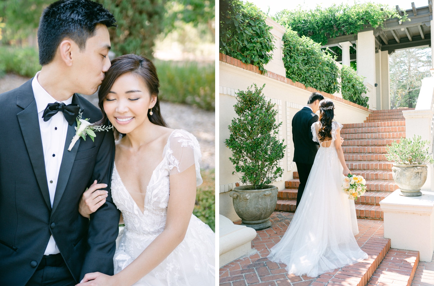 Bride and groom portraits at Villa Montalvo