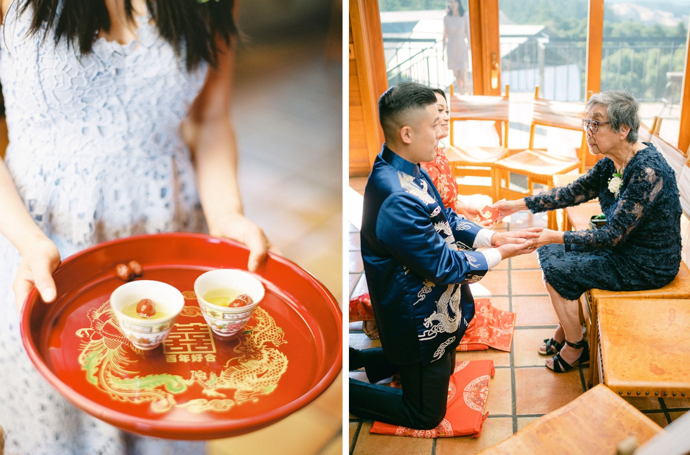 Traditional tea ceremony at a Northern California wedding