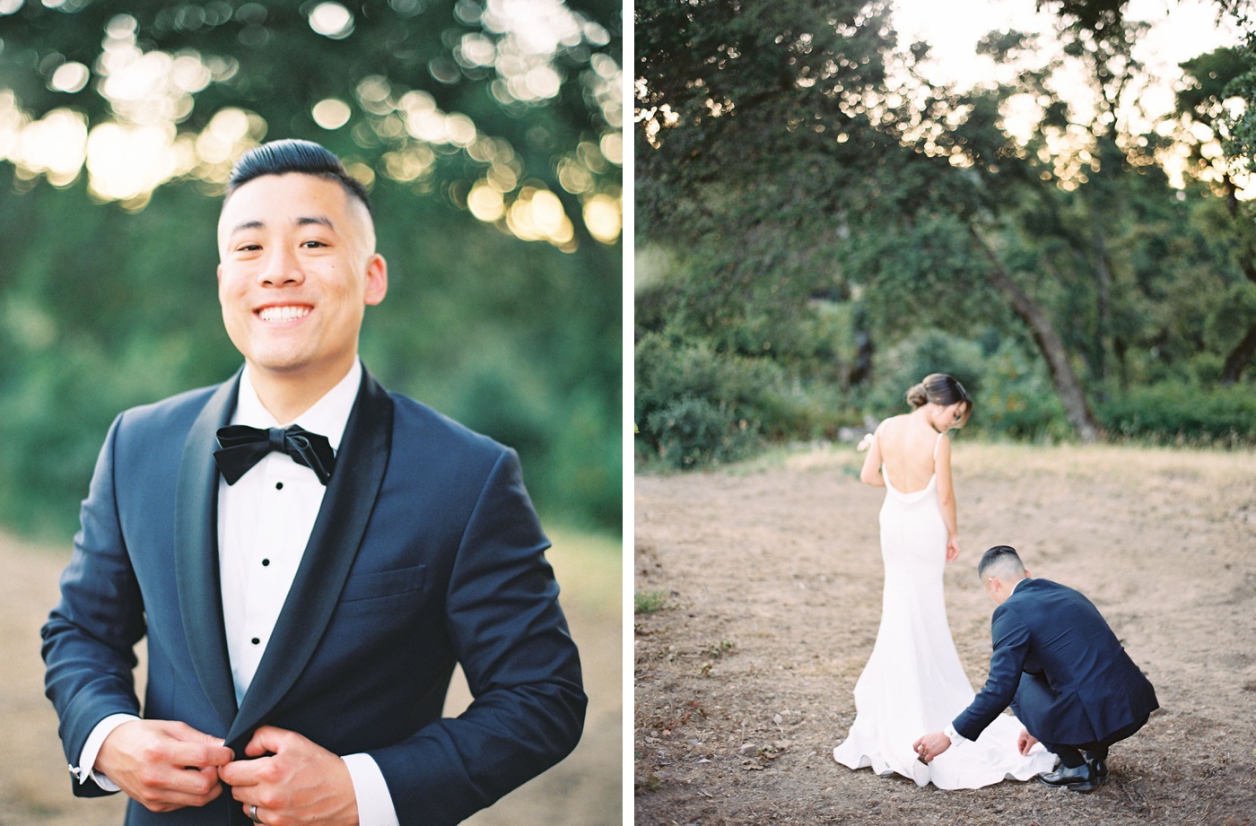 Bride and groom portraits at Thomas Fogarty Winery