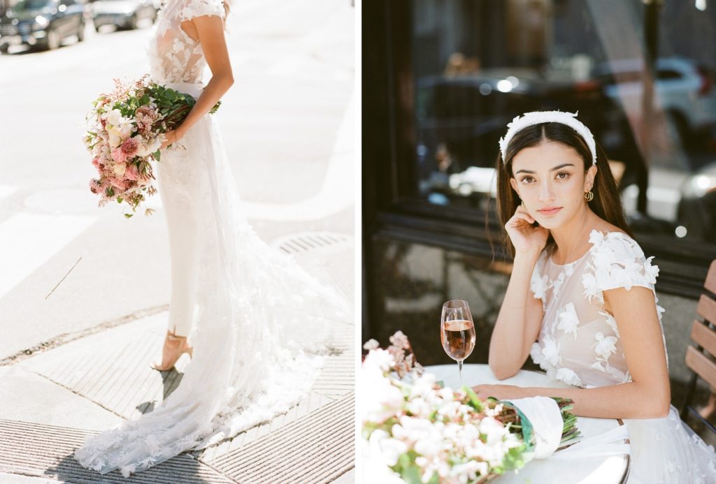 Bride in a Rime Arodaky jumpsuit for a Parisian inspired editorial
