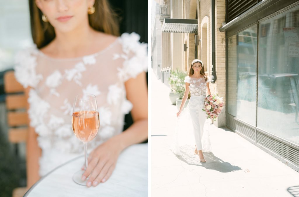 Bride in a Rime Arodaky jumpsuit for a Parisian inspired editorial